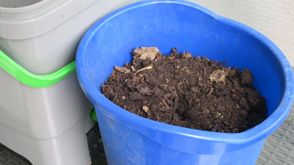 Bokashi vererden im Eimer